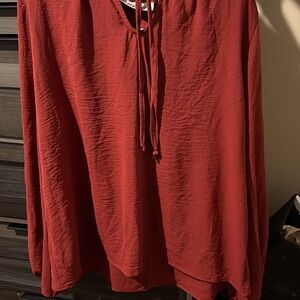Haptics Red Long Sleeve Blouse 2x